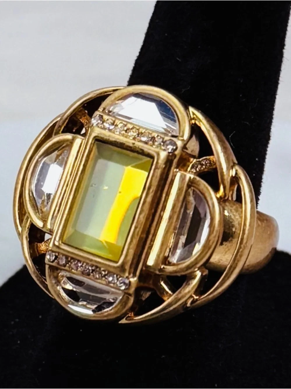Vintage Leah, Sophia, brasstone, compass ring size 5 3/4
